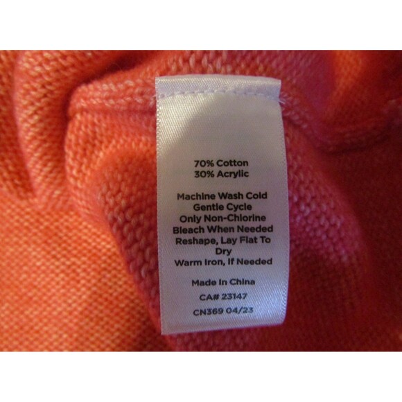 Talbots Honeysuckle Cardigan Flap Pockets V Neck Coral Button Front Sweater Sz L - Picture 9 of 9